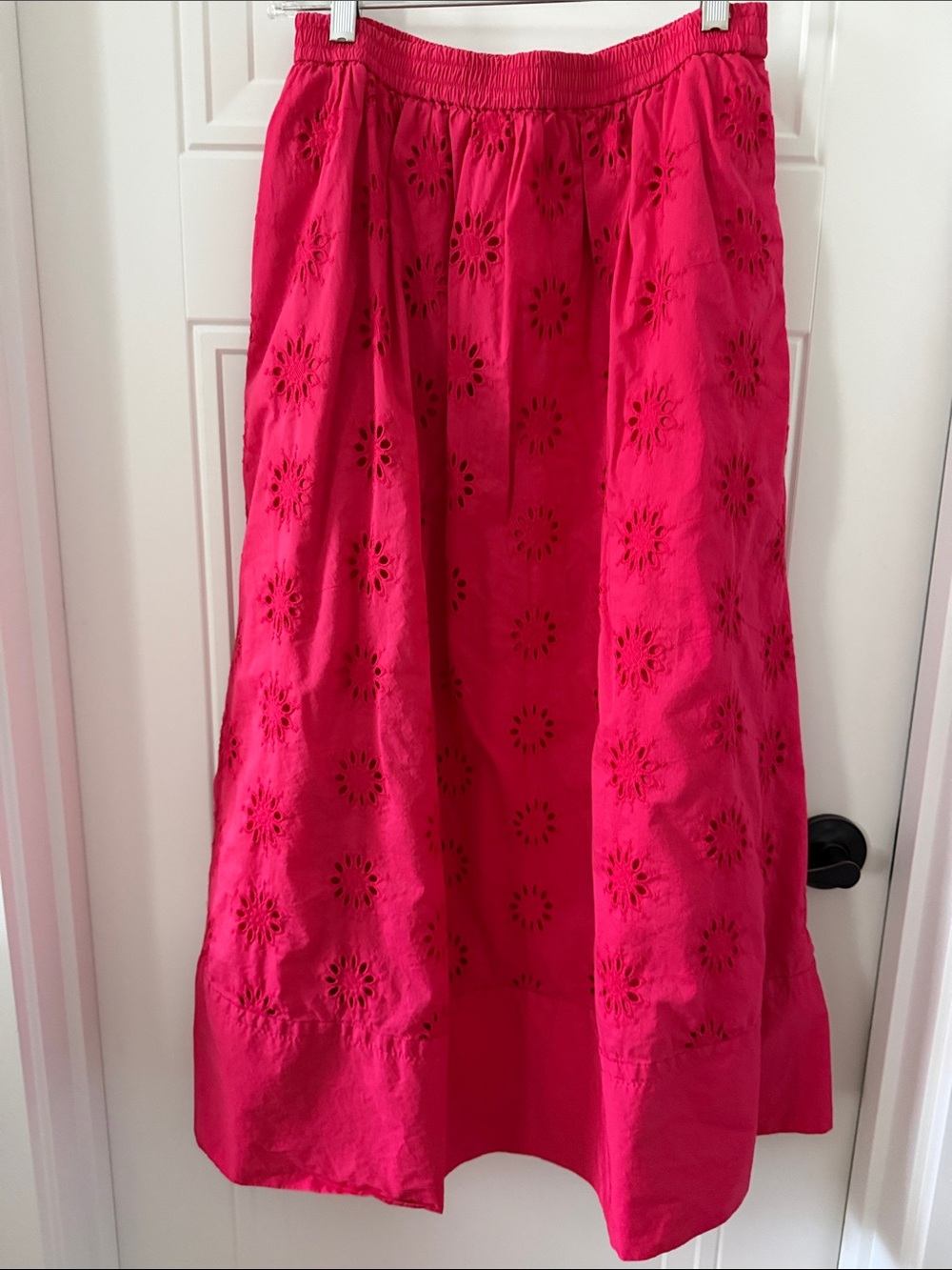 J. Crew Factory Bright Fuchsia Eyelet Maxi Skirt